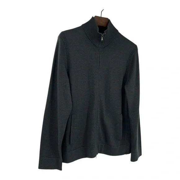 Banana Republic Sweater 100% Wool XL Full Zip Mock Neck Preppy Business Casual